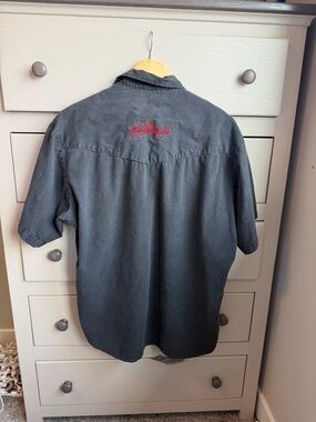 Vintage Western Budweiser Men’s Short-Sleeve Button-Up Shirt in Charcoal